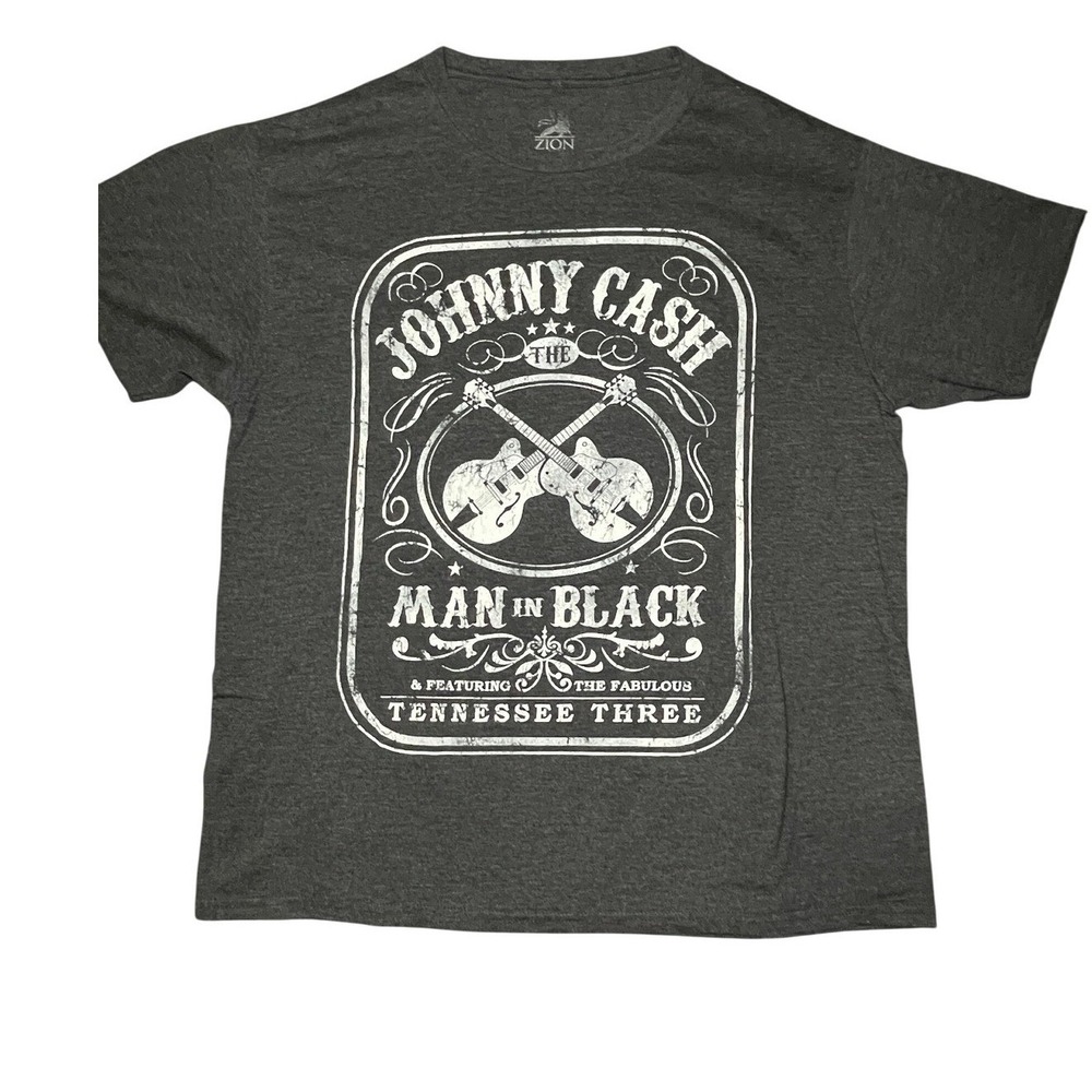 Zion Johnny Cash T-Shirt Mens XL Man In Black Tennessee Three Graphic Charcoal